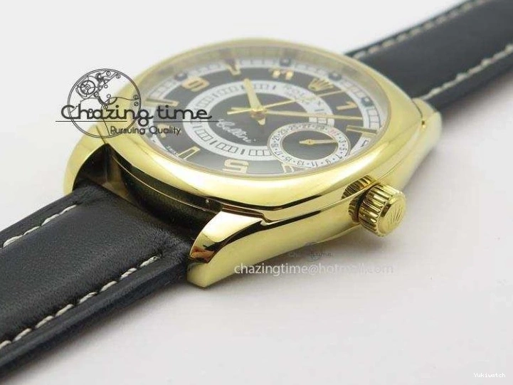 On Strap Black And Dial Numeral Date Leather A2824 Markers YG Cellini Brown Stick 0731